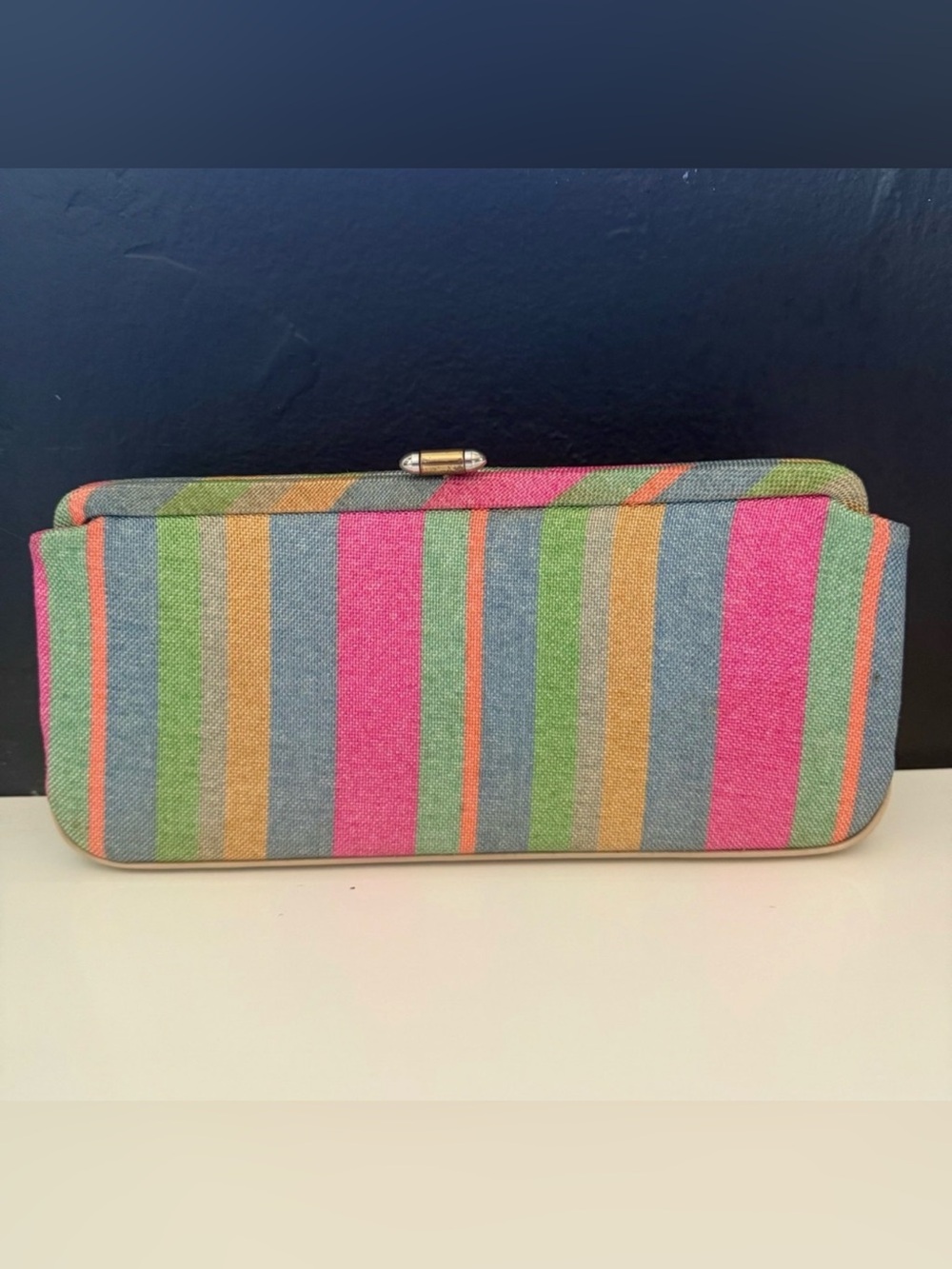 L and M Clutch Bag Womens OS Multicolor Excellent Vintage Striped Woven USA
